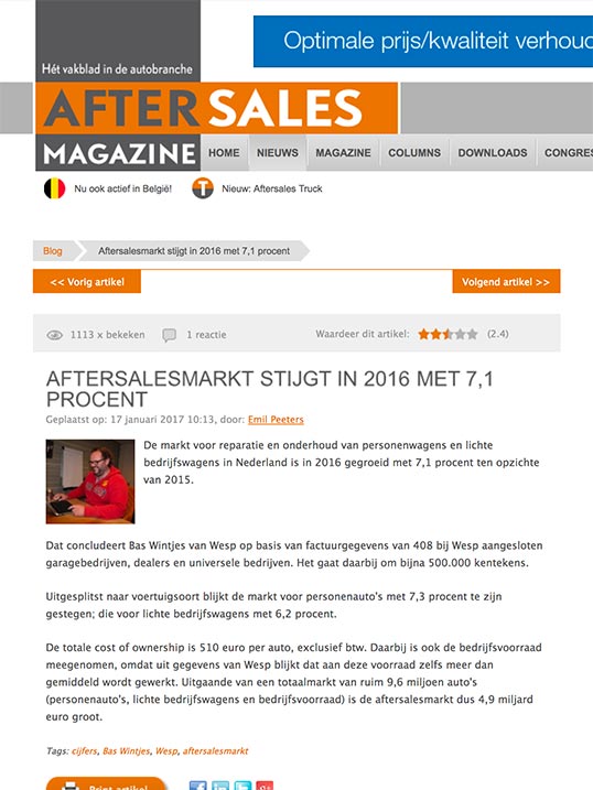 After Sales Magazine - After Sales Markt Stijgt artikel